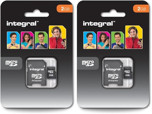 Integral 2GB microSD-Speicherkarte – Kompatibel mit älteren Geräten – Kameras, MP3-Player, Camcorder und mehr. (Packung mit 2)