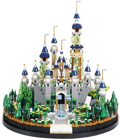 Micro Magic Castle Bausteine, 3600 Teile Blaues Prinzessinnen Schloss Mini Mikro Klemmbausteine, Kreatives Palast Architektur Bausatz Modell Spielzeug, Geschenke für Erwachsene und Frauen