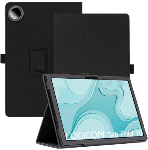 AKNICI Coque pour Logicom Fold 10 Tablette 10 Pouces - Ultra Slim PU Cuir Coque Case avec Stand Fonction et Bandoulière Étui Housse pour Logicom Fold 10 Tablette 10 Pouces