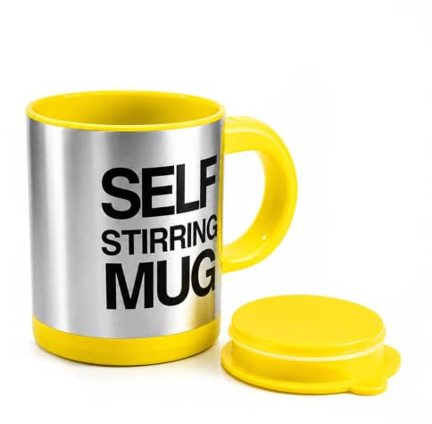 Zeerkeer Self Stirring Mug, Tazas de Café Portable Acero Inoxidable,Taza de Auto-agitación para el Café/Leche / Té, Office Home Travel Gift (Amarillo)