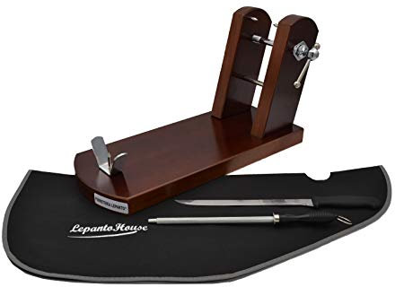 JAMONERO BUARFE Rioja con Set Negro EN Madera DE Pino para Profesional HOGAR +Cuchillo JAMONERO + CHAIRA + Cubre Jamon EN Color: (Nogal)