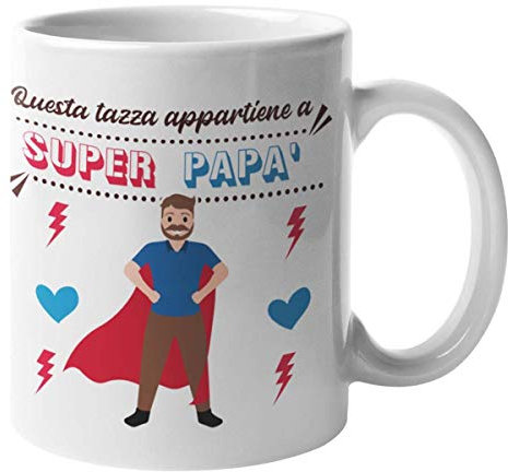 CHEMAGLIETTE! Tazza Stampata Divertente Idea Regalo Festa Del Papà Mug Simpatica Con Stampa Super Papà