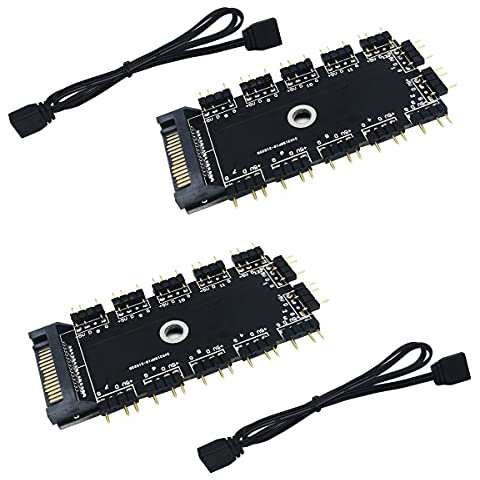 ARGB Controller, CTRICALVER 1 bis 11 Ports ARGB HUB, 5 V, 3 Pin RGB LED Splitter Hub mit SATA/IDE Port Unterstützung (2pcs)