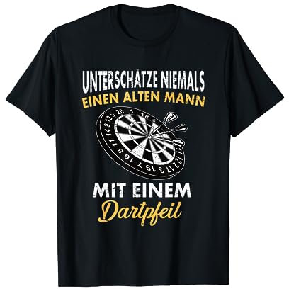 Unterschätze niemals einen alten Mann mit einem Dartpfeil T-Shirt