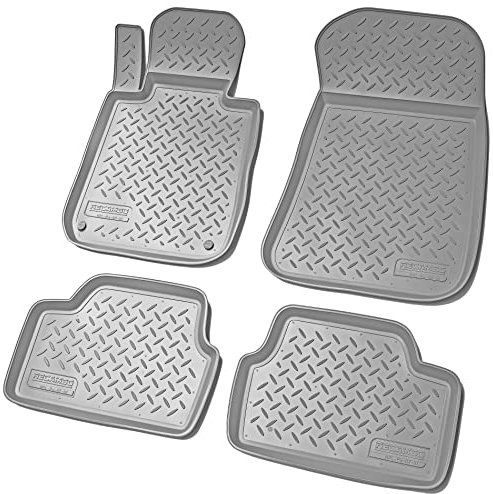 Recambo 3D Gummi Fußmatten kompatibel für BMW 1er | Typ E81 E82 E87 E88 | Auto Gummimatten | Passgenau | mit Rand | grau