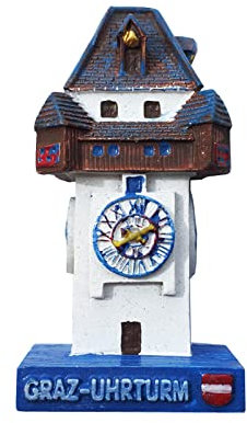 Graz Kühlschrankmagnet, Motiv: Österreich, 3D-Uhrenturm, Graz, Souvenir, Geschenk, handgefertigt, Heim- und Küchendekoration