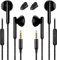 Auriculares dos Jack 3.5 mm, Radios con, con Cable y Microfono, Headphones Wired, Earphones, In ear, con Microfono, Fones, Auricular, Audifonos, Pc, Aislamiento del Ruido, Sonido Bajos Potentes, Negro