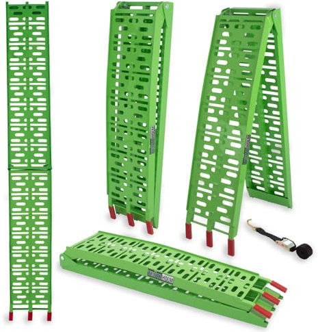 TRUTZHOLM 2 x Auffahrrampe klappbar 228 cm Traglast 680 kg Alu grün 28 cm breit gelocht Motorradrampen Verladerampen