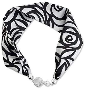 LumiSyne Damen Mode Seidenschal Halskette Bequeme Magnetische Schnalle Mit Bling Strass Kleiner Schmaler Halstuch Dekorative Choker Halskette Kopfschmuck Stirnbänder Haarband Anhänger Schal