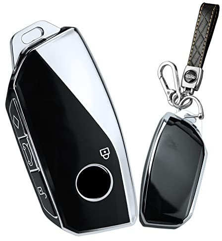 ontto Autoschlüssel Hülle Passt für BMW X7 M Sport 223i M Sport Active iX40 IX50 xDriveToure 7er G07 IX XM I7 Silikon Schutzhülle Schlüsselhülle Schlüsselanhänger Schlüsseletui 4 Tasten-B Schwarz