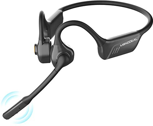 MONODEAL Auriculares con micrófono, Open-Ear Auriculares Bluetooth 5.1 con función de Silencio conexión multipunto cancelación de Ruido, Ideal para Conducir en la Oficina en casa