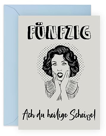 Central 23 Karte zum 50. Geburtstag für Frauen – 'FÜNFZIG' – 50 geburtstag frau – lustige Geburtstagskarte für mama oma – 50 Jahre alt – mit Aufklebern