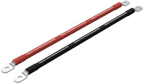 Offgridtec 1m Batteriekabel 50mm² Beidseitig M10 Ösen, Öl-, Kälte, UV-beständig, Flammwidrig, Für Geräte mit M10 Schraubterminal, Ideal Für Laderegler, Wechselrichter & Batterieladegeräte, Rot/Schwarz