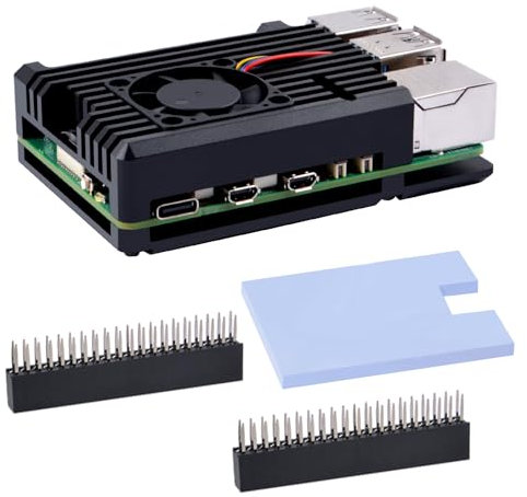 GeeekPi Raspberry Pi 5 Rüstung Kühlkörper Gehäuse/Raspberry Pi 5 Aluminium Legierung Passive Kühlung Gehäuse mit PWM kühlung Fan für Raspberry Pi 5 4GB /8GB