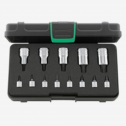 Stahlwille 54TX/44KTX/13 Innen-Torx-Steckschlüsselsatz, 1/4-Zoll-Antrieb, 1/2-Zoll-Antrieb, T8 - T60, 13-teilig