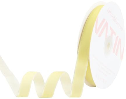 VATIN Light Yellow Velvet Ribbon 5/8 Yellow Premium Plush Velvet Woven Edge Velvet Ribbon for Christmas Tree,Gift Wrapping,Flower Bouquet,Wreath Decorations,Bow Making- 10 Yards