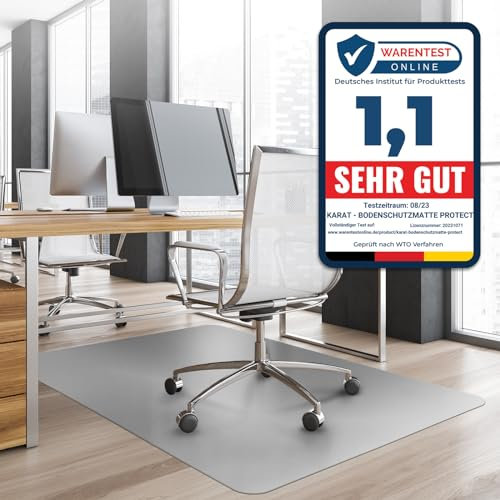 Bodenschutzmatte Bürostuhl, Schreibtischstuhl Unterlage transparent, Unterlage Schreibtisch Schutzmatte, Bodenschutzmatten für Bürostühle, 90 x 120 cm für Hartböden (Silber-metallic)