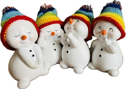 khevga Schneemann Figur Weihnachtsdeko Deko-Figuren Schneemann im 4er Maße ca. 6x6x11 cm