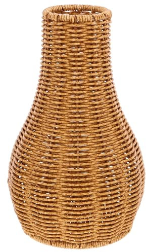 Vase en Rotin Imitation Tissé À La Main pour Fleurs Séchées - Décoration De Table Élégante 25.5 X 13.5 Cm