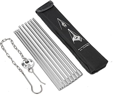 KDAMGOQE Camping Tripod Camping Tripod Campfire Cooking Dutch Oven Tripod Folding Grill Stand Tripod Aluminium Alloy Stove Tripod for Dutch Ovens, Coffee Pots, Tea Pots, Silver