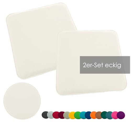 heimtexland ® 2er Pack Sitzkissen Filz Stuhlkissen Bodenkissen Polster Stuhlauflage Indoor Outdoor Kissen eckig Typ631 Filzkissen wollweiß 35x35 cm 2 Stück