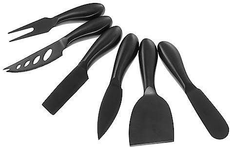 MAGICLULU 6 Pièces couteau à fromage outils à pizza fromage à tartiner couteau fromage professionnel couteau set couverts de table coupe-fromage de cuisine trancheuses à fromage Black