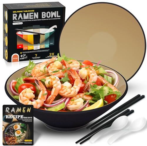 Bol Ramen En Plastique 2 Ensembles De Bols à Salade - Japonais De 20Oz Avec Baguettes Et Nouilles à La Cuillère - Ustensiles De Cuisine à Base De Céréales Nouveau Cadeau Maison Pour Hommes Et Femmes
