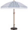 Yaheetech Φ 215 cm Sonnenschirm mit 14 kg Schirmständer Romantischer Gartenschirm mit Fransen 8-Glasfaserrippen-Schirm mit Quasten Kurbelschirm Sonnenschutz Terrassenschirm, UV-Schutz, Blau & Weiß