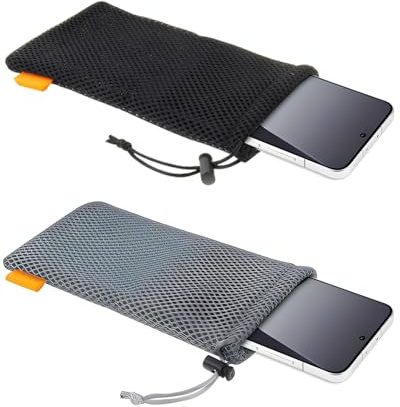 HUVZOR 2 pcs Handysocken,handy tasche,Universal Handytasche Nylon Mesh 18,5 x 9cm Handy Tasche Handysocke für gängige Smartphone bis 6,5 Zoll, Handy Zubehör Mesh Beutel Kopfhörer Smartphonetasche