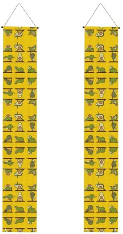 Avocado-Yoga, dekoratives Veranda-Banner (vertikal), Willkommensbanner geeignet zum Aufhängen im Freien, 30 x 180 cm