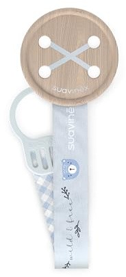 SUAVINEX, Chupetero de Tela para Bebés, Wild&Free, Azul | Cinta Diseño a Doble Cara, Cadena Chupete Bebé, Sujeta - Clip con Pinza, Compatible Chupetes con Anilla, Apto Recién Nacido