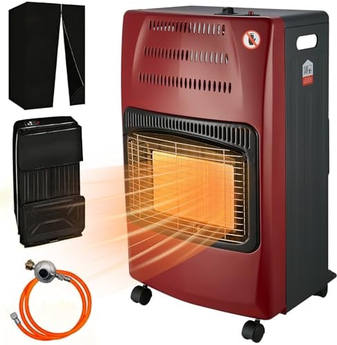 Gasheizung für Innenräume 4200W, Mobile Gasheizer für 11kg Propan, Gasofen mit ODS & Kippschutz, 3 Stufen Heizung für Garage, Werkstatt, Camping & Notheizung CE Zertifiziert