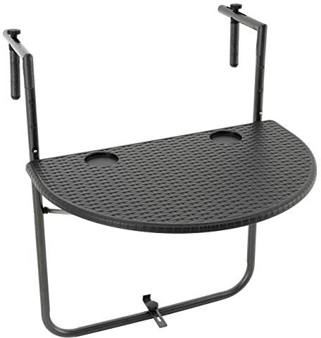 Nexos Trading Balkonhängetisch Balkontisch Wandklapptisch Hängetisch stabil klappbar 59,5 x 40 cm Farbe wählbar (Schwarz)
