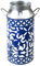 Rivanto® Portugiesische Milchkanne mit 2 Griffen, L 22 x T 16 x H 33 cm, Wasserkanne mit Henkeln, blau-weißes Design
