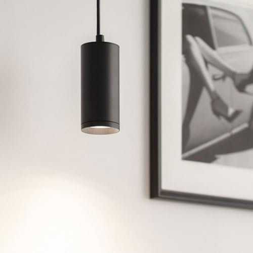 LEDKIA LIGHTING - Quarz-Hängeleuchte aus Metall | Elegantes Design | Geeignet für Wohnzimmer, Küche, Schlafzimmer | Aluminium, 1 GU10 Fassung, Schwarz