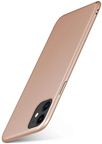 moex Alpha Case für Apple iPhone 11 Hülle Ultra Dünn, Schutzhülle mit erhöhtem Kameraschutz, Slim Cover Hardcase Backcover, Dünnste Handyhülle Minimalistisch, Matt Gold