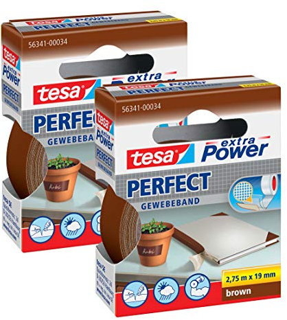 tesa Gewebeklebeband extra Power Gewebeband (Braun / 2 Packungen)