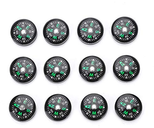 MAGT Kompass, 20mm 12Stk Mini-Taschenöl Kompass für Wanderungen Camping Outdoor-Aktivitäten Zubehör