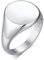 PJ JEWELLERY Unisex Blank Edelstahl Paar Initial Round Siget Ring Ehering Custom Signet Ring Geschenk für Frauen Valentinstag 62 (19.7)