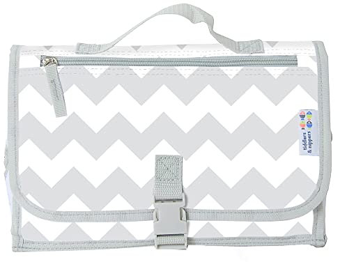 tiddler Easy-Change mat | Portable Baby & Toddler Travel Changing Mat | Expandable, Lightweight & Wipe Clean | Multiple Zipped Pockets, Padded Lining, Detachable Clutch (Yeah Chevrons!)