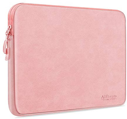 Alfheim Laptop Sleeve 13-13.3 inch, Compatible with MacBook Pro, MacBook Air, Waterproof Shock Resistant Fashion Lightweight PU Leather Bag Case for Notebook Tablet iPad(Pink)