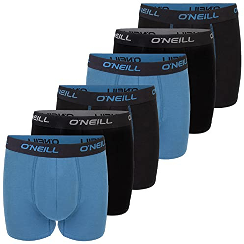 O'Neill Boxershorts Herren 6er Pack Baumwolle Uni Sport Boxer Männer Basic Trunk Unterwäsche Unterhose ohne Eingriff Schwarz Rot Blau M L XL XXL