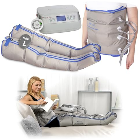 I-press4 premium Lymphdrainage Gerät Größe L für Beine und Bauch 5 Programme Medizinisches Gerät für Heimanwendung und Physiotherapie