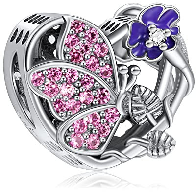 NINGAN settembre fiorellino Pietra natale Charms fit Pandora Charms Bracciali, 925 Sterling Silver Bead Heart Charm per bracciali e collane, perfetto regalo di San Valentino per le donne moglie mamma