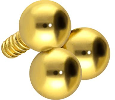 PIERCINGLINE Titan Schraubaufsatz mit Gewinde 0,9 mm goldfarben 3 KUGELN Piercing Aufsatz Ersatz