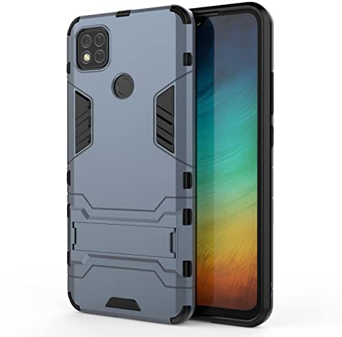 Max Power Digital Hülle für Xiaomi Redmi 9C Standfunktion Handyhülle Stoßfeste Doppelschichter Schutzhülle Bumper Case Cover Outdoor Hart Hardcase mit Ständer (Xiaomi Redmi 9C, Marineblau)