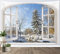 LB Wandteppich Winterlandschaft Wandtuch Kiefer mit Schnee Außerhalb des Fensters Wandbehang Natur Tapisserie für Wohnzimmer Schlafzimmer Wohnheim Wanddeko,150x130 cm