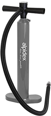 ALPIDEX Pompa A Mano Tavola SUP Pompa Ad Aria Doppia Corsa Manometro Stand Up Paddle Double Action Pump Alta Pressione Multifunzioni Gonfia/Sgonfia, Colore:grigio