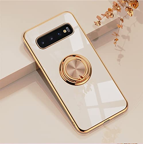 Jacyren Hülle für Samsung Galaxy S10 Plus, S10 Plus Handyhülle mit Ring Ständer Kratzfest Schutzhülle Ultradünn Silikon magnetische KFZ-Halterung mit 360-Grad Finger Halter Schale Galaxy S10 Plus Rosa