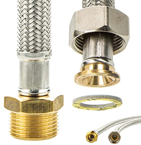 tecuro Edelstahl Verlängerungsschlauch 2,50 m x 3/4 Zoll DN 13 - für Wasch- und Spülmaschinen, DVGW - 71132534